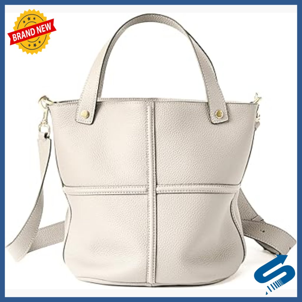 Leather Bucket Shoulder Bag Crossbody Adjustable Strap Top Handle